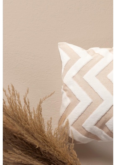 Jakarlı Kırlent 43X43 Cm Line Bej