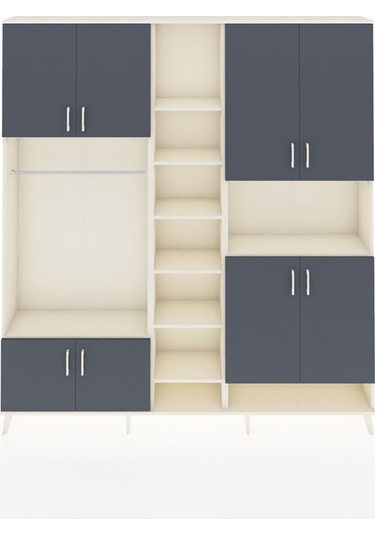 Arges Dolap 18 Raflı 8 Kapaklı Tek Askılı 220x30x243 Aytaşı-antrasit/aytaşı Antrasıt/aytası
