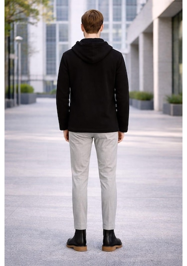 Alexandergardı Kapüşonlu İçi Şardonlu Oversize Hırka E23-607 03 Siyah