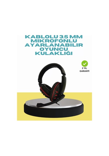 Kırmızı Işıklı Oyun Kulaklığı Kablolu Mikrofonlu Profesyonel