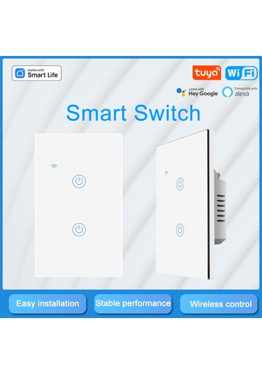 Neevoyu Tempered Cam Dokunmatik Wifi Akıllı Anahtar, İki Yollu, Led Gösterge, 10a, 2200w, Yx-ws002a Tuya Wifi