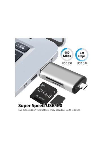 Usb 2.0 3 İn 1 Kart Okuyucu Ve Usb Çoklayıcı Type-c, Micro Usb, Sd/tf Kart Desteği Zr825