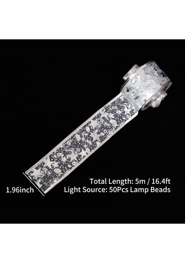 Neevoyu 5m 50 Led Renkli Işıklı Noel Ribbon, Pilli Sürekli Açık, Noel Ağacı Hediyelik Dekorasyon Işığı