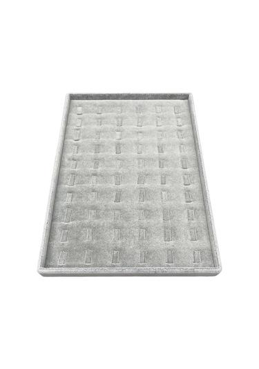 Yerli Üretim Süet Kumaş Gri 34/24 Cm Dikine Tırnaklı Çekmece Ici Yüzük Tablası Çok Renkli