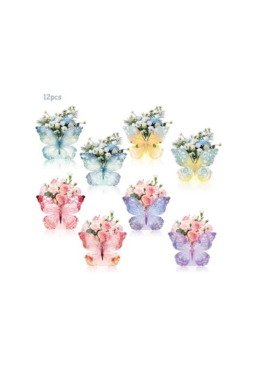 Willowhaven 12 Adet 3d Kelebek Parti Davetiyesi Elektriksiz Ev Dekoru Çiçek Temalı Kutu