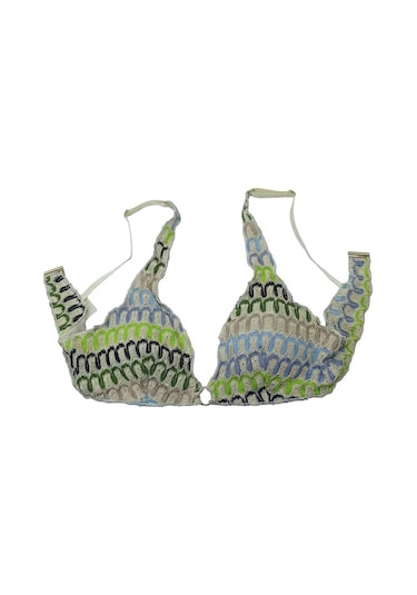 Kadın Plaj Giyim Dantel Krem Desenli Bikini Üst Bb2385