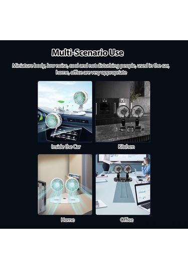 Konesam 12v/24v Çift Başlı Usb Araç Fanı - 360 Dönebilir, Katlanabilir, Sessiz Soğutma
