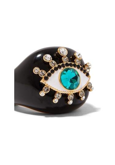 Evil Eye Cocktail Ring, Kristalli Nazar Yüzüğü Siyah
