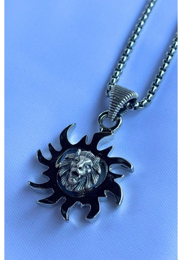 Aslanlı Biohazard El İşçiliği Paslanmaz Çelik Zincir Erkek Kolye Gümüş