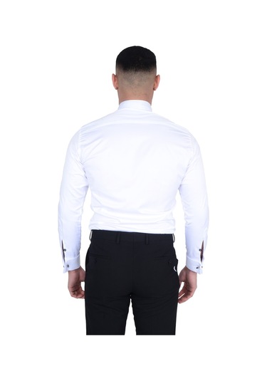 Cengiz İnler Ata Yaka Taş Düğmeli Slimfit Damatlık Gömlek 001