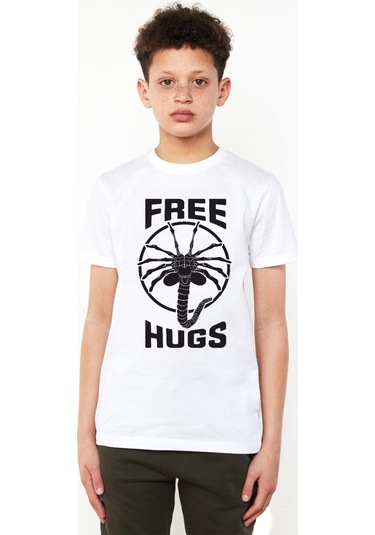Free Facehugger Hugs Beyaz Çocuk Bisikletyaka Tshirt Beyaz