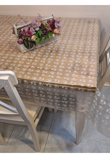 Şeffaf 0.018 Mm Pvc Muşamba - Desenli Silinebilir Şeffaf Masa Örtüsü Ns28 Beyaz