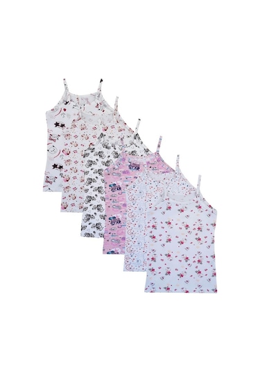 Tutku 6Lı Kız Çocuk Ip Askılı Atlet Empirme Pamuklu Renkli