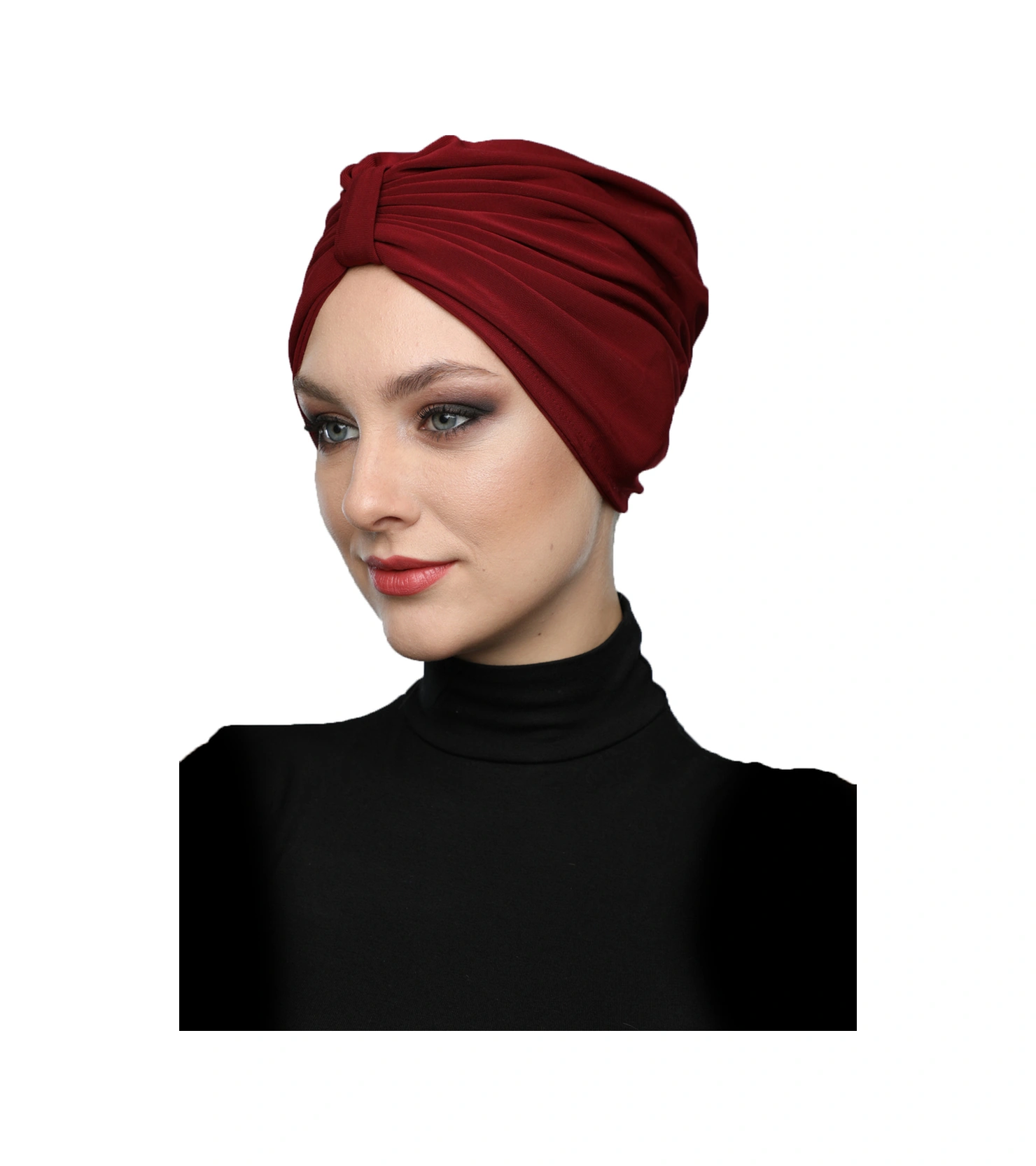 Kelebek Astarlı Bordo Hazır Türban Tesettür Havuz Bonesi Bordo