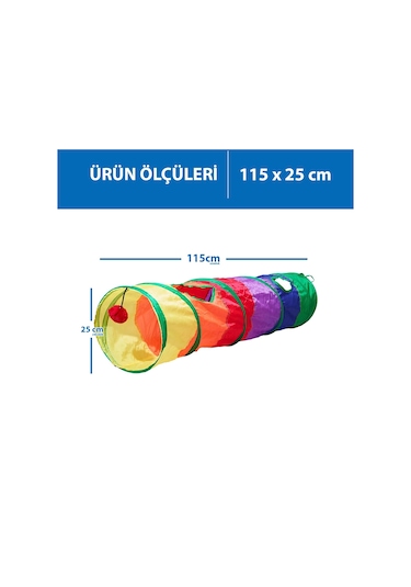 Herniks Düz Katlanabilir Gökkuşağı Kedi Tüneli 115 CM