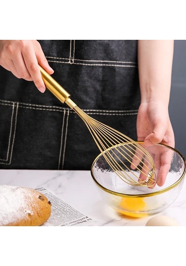 Sunshine011 Altın Paslanmaz Çelik Balon Çırpıcı, Yapışmaz Tencere İçin Isıya Dayanıklı Mutfak Aleti Altın