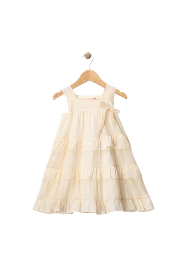 Fiyonklu Elbise Ekru