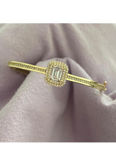 8 Ayar Altın Baget Kelepçe Yeşil