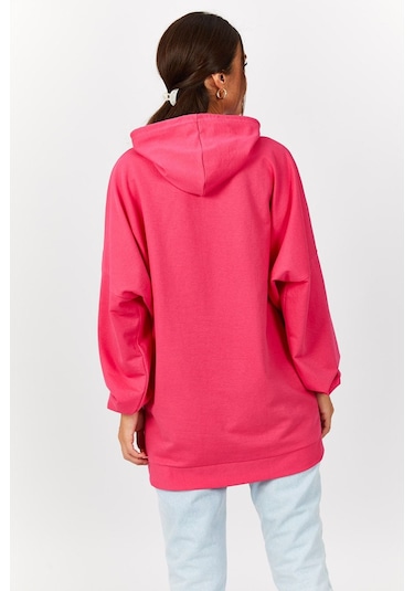 Armonika Kadın Pembe Kapişonlu Cepli Sweatshirt Arm-21k024027