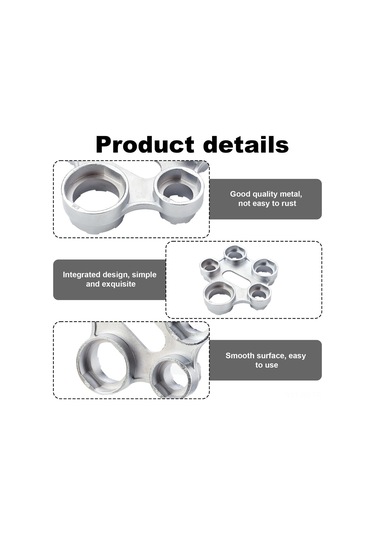 Reedark Metal Çift Taraflı Anahtar - Mutfak Ve Banyo Musluk Tamiri İçin Ev Tamirat Aracı Gümüş