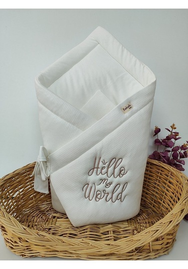 Bebek Battaniyesi %100 Pamuklu Bebek Kundak Battaniyesi Kız Erkek Dış Kundak Hastane Çıkışı Ekru