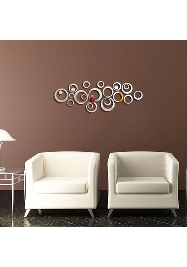 Ruicoo 24 Parça Çıkarılabilir Akrilik Ayna Dekor Seti - Salon Ve Yatak Odası İçin Gümüş