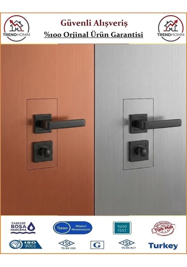 Grossavm Lama Rozetli Wc Banyo Kapı Kolu - Mat Siyah - 1 Takım Ön Ve Arka