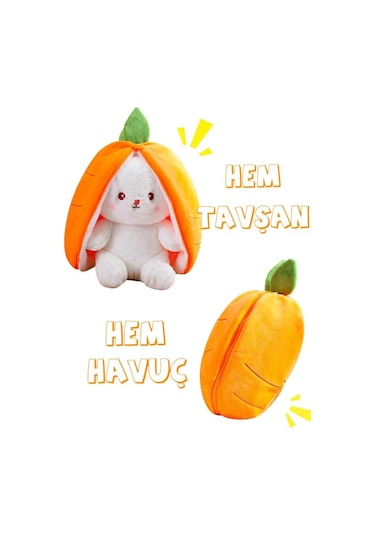 Şapkalı Çantalı Peluş Tavşan - Pelüş Tavşan 03042 Çok Renkli