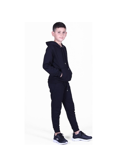 Fyk Kids Düz Kanguru Cepli Erkek Çocuk Alt-Üst Eşofman Takımı 3'lü - Çok Renkli