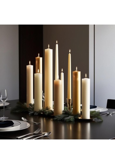 Soya Parafinli Beyaz Çap:5 Cm Boy:25 Silindir Blok Mum 3 Adet 50 Saat Yanma Süreli Beyaz Beyaz