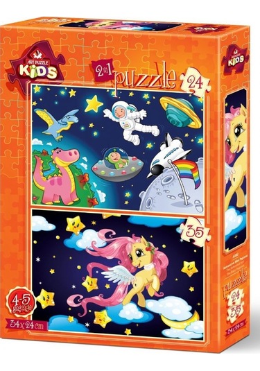 Art Kids 24+35 Parça Astronot Ve Mini Pegasus Çocuk Yapboz