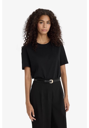 Defacto %100 Pamuk Basic Siyah Kadın T-shirt W9584az/bk81 Siyah Defacto %100 Pamuk Basic Siyah Kadın T-shirt W9584az/bk81 Siyah