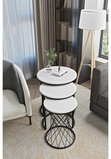 Emga Home Zenith Zigon Sehpa - Beyaz Beyaz