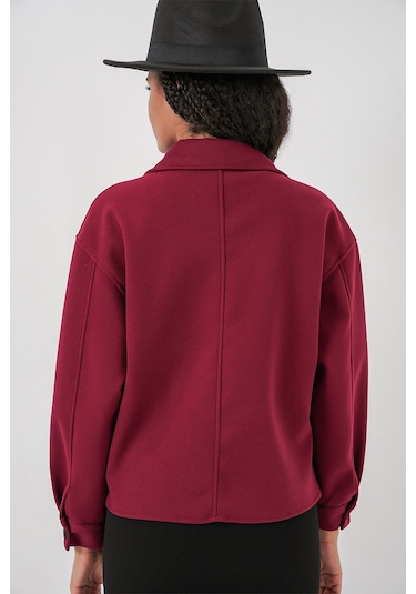 0713 Kadın Kaşe Ceket - Bordo Bordo