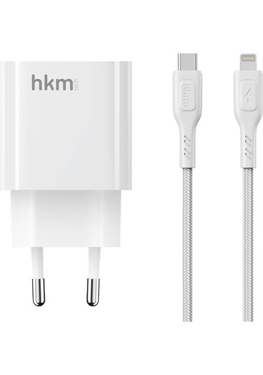 Bolt Duo 20W Usb-A Ve Type-C Çift Portlu Hızlı Şarj Aleti Lightning Kablo Ve Adaptör Seti Beyaz