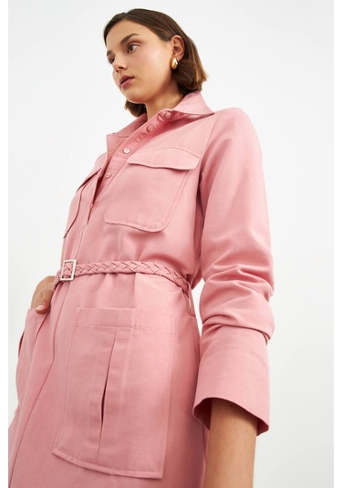 Stella Pulvis Pembe Örgü Kemerli Tunik Elbise Pembe