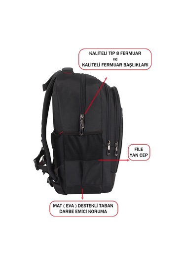 Dada 01 Siyah Laptop Sırt Çantası 15,6 İnç Usb Type-c Şarj Aparatı Darbe Emici Koruma