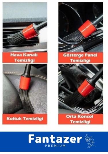 Özel Üretim Pratik Islak Kuru Otomobil Oto Araç Araba Klima Temizlik Detay Fırçası 5+1 Set