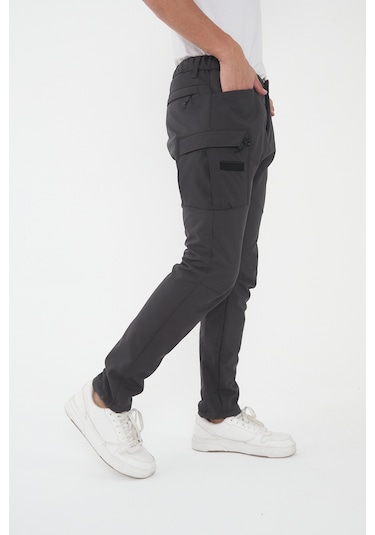 Camp592 Outdoor Softshell Su Ve Rüzgara Dayanıklı İçi Polarlı Kışlık Erkek Taktik Pantolon Antrasit Antrasit