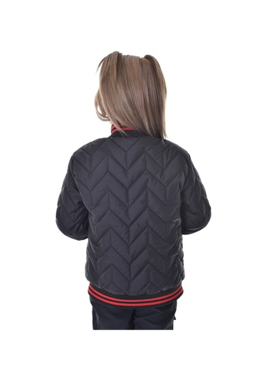 Kız Çocuk Siyah Kolej Yaka İçi Astarlı Su Ve Rüzgar Geçirmez Fermuarlı Cep Mont Ceket Siyah