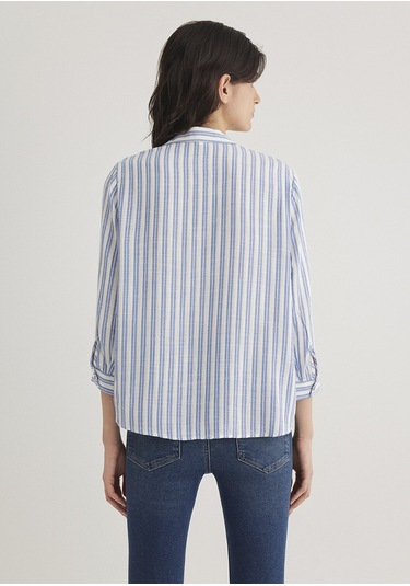 Mavi - Indigo Çizgili Bluz 122400-83979 İndigo