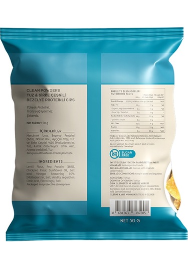 Clean Powders Protein Chips 50 Gr Tuz Sirke 4 Adet Tuz - Sirke