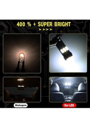 Dekoratif Led Ampul T10-15smd 4014 Canbus 12v Çift Beyaz