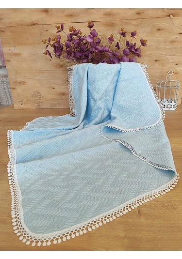 Bebek Battaniyesi Bebek Örtüsü Puset Örtüsü Çok Amaçlı Bebek Pikesi Mevsimlik Hediyelik 80x90 Cm Mavi