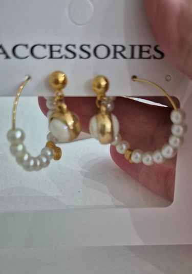 Glamglamour Gold Halka Sallantılı Dörtlü Küpe Set Gold