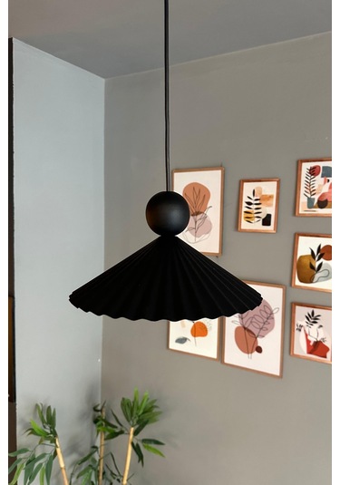 Avilla Metal Avize Tekli Siyah Tek Boncuk Kafa Rustik Cafe Mutfak Modern Sarkıt Aydınlatma Siyah