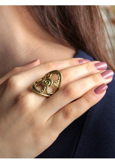 Trend Papatya Model Antik Eskitme Ayarlanabilir Kadın Yüzük Euy1211