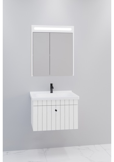Alice 65 Cm Banyo Dolabı Npl Led Aynalı Beyaz - Boy Dolap Hariç Beyaz