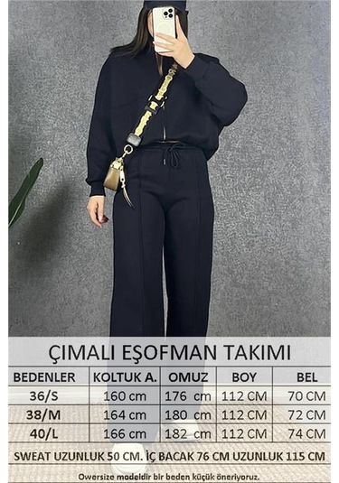 Neşeli Butik Kadın Fermuarlı 3 İplik Eşofman Takımı Nb0018 - Siyah Siyah