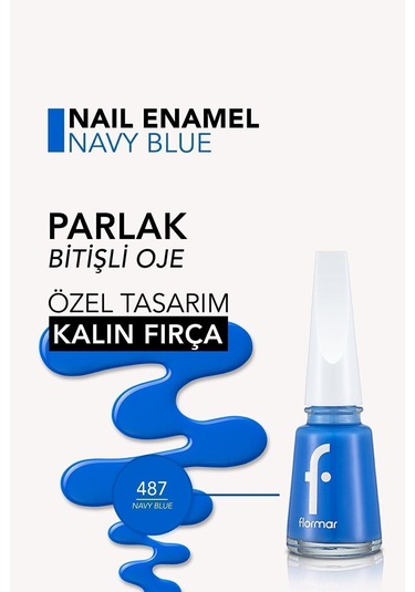 Flormar Nail Enamel Yüksek Pigmentli & Parlak Bitişli Oje Fne-487 Navy Blue